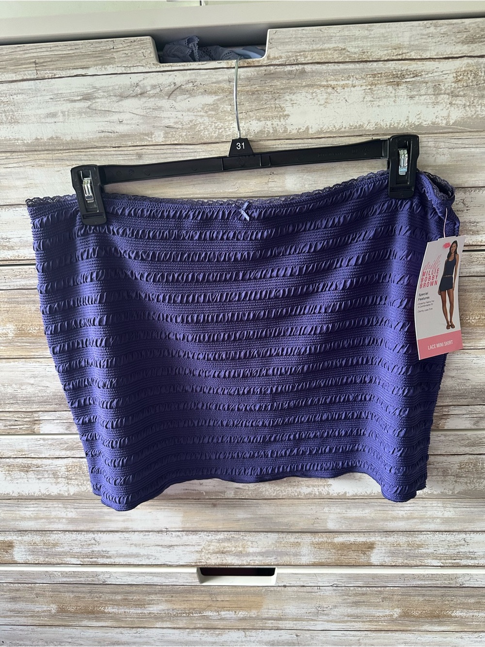 💜 NWT Mills by Millie Bobby Brown Lace Mini Skirt Purple Size XXL